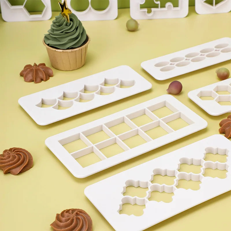 3pcs Geometric Fondant &amp; Cookie Cutter Set – Puzzle Round Cake Mold