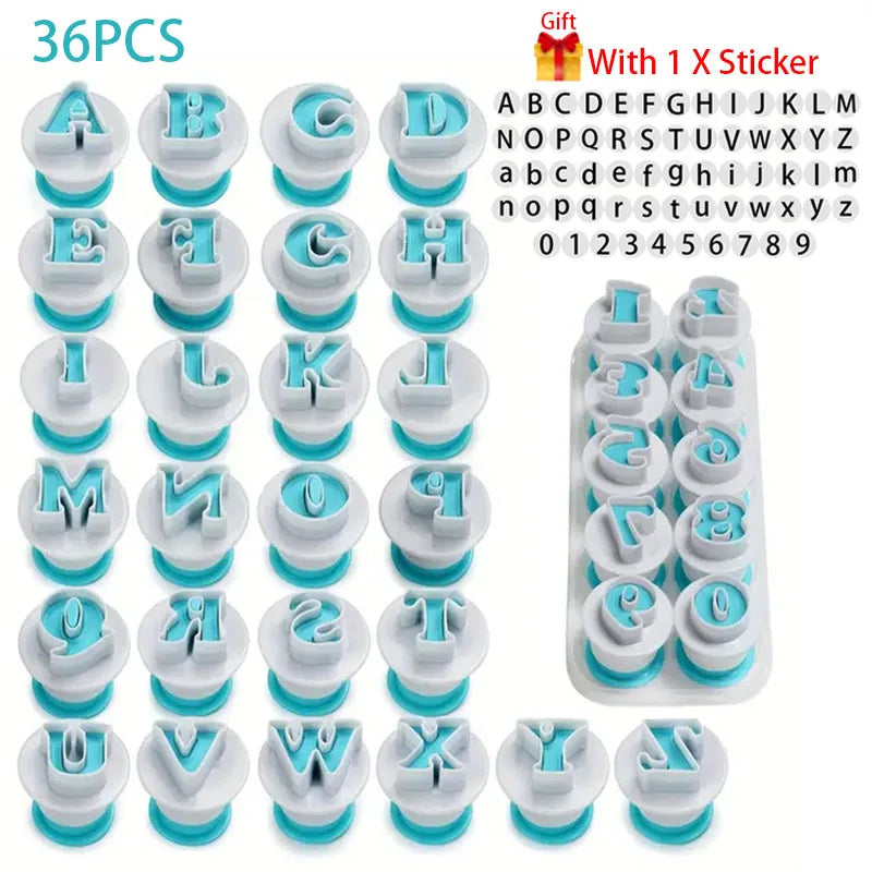 Alphabet & Number Cookie Cutter Set – Personalized Baking & Sticker Kit