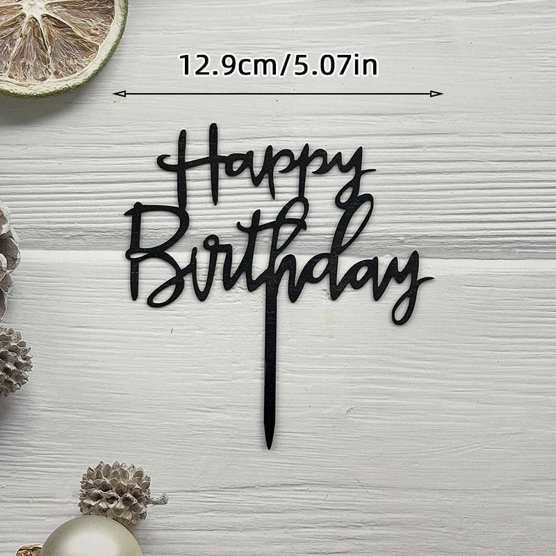 Elegant Rose Gold "Happy Birthday" Cake Topper | Premium Acrylic Decor