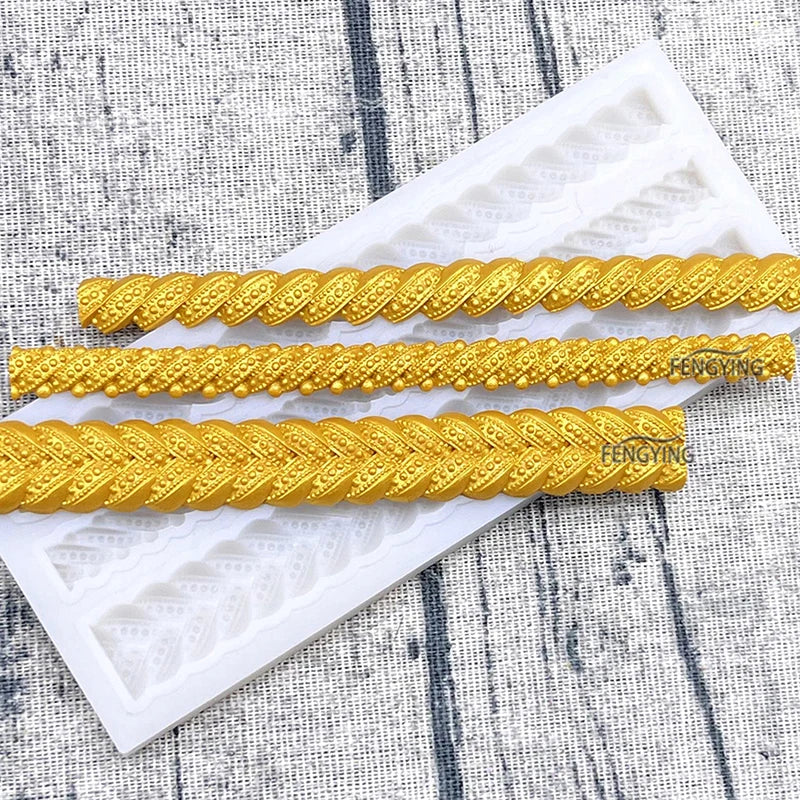 Pearl, Rope & Wave Lace Silicone Mold – Elegant Cake Side Decorating Tool