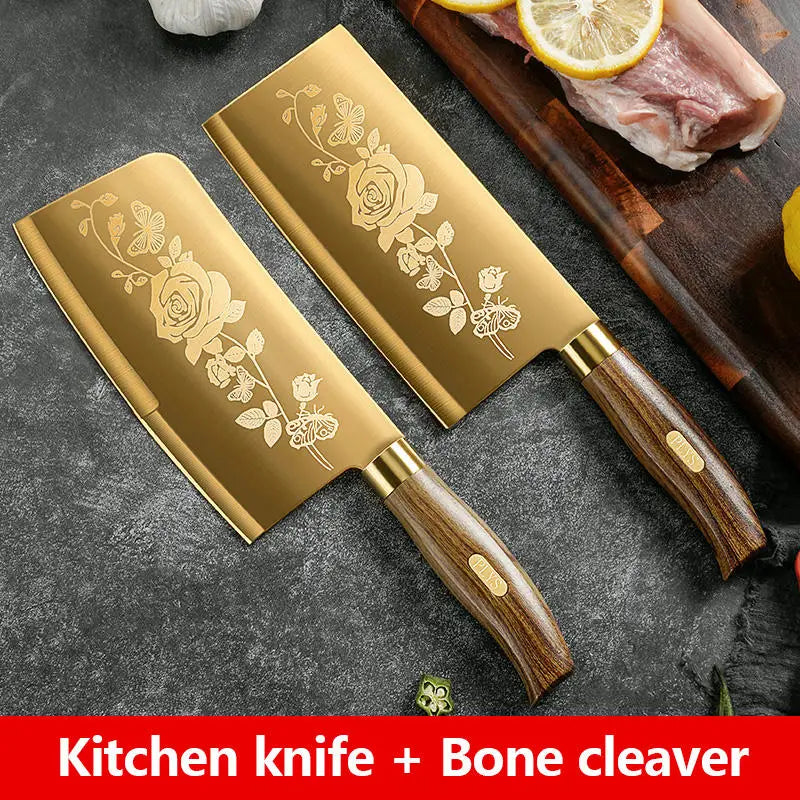 Luxurious Golden Rose 4-Piece Kitchen Knife Set | Professional Stainless Steel