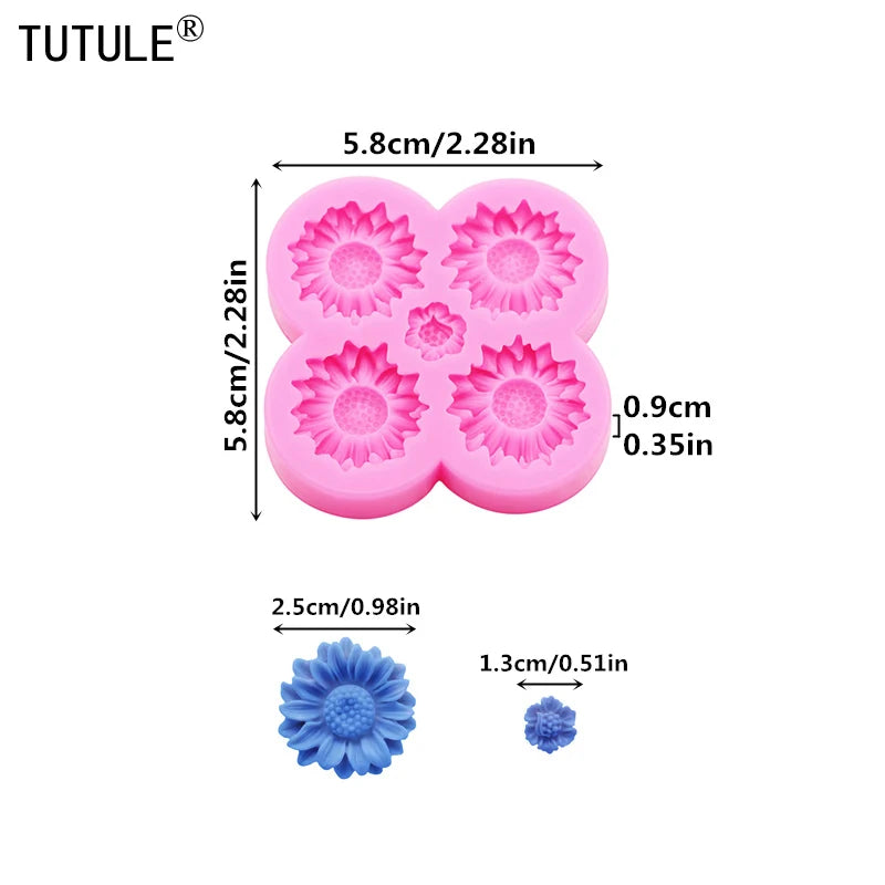 Silicone mold sunflowers and chrysanthemums