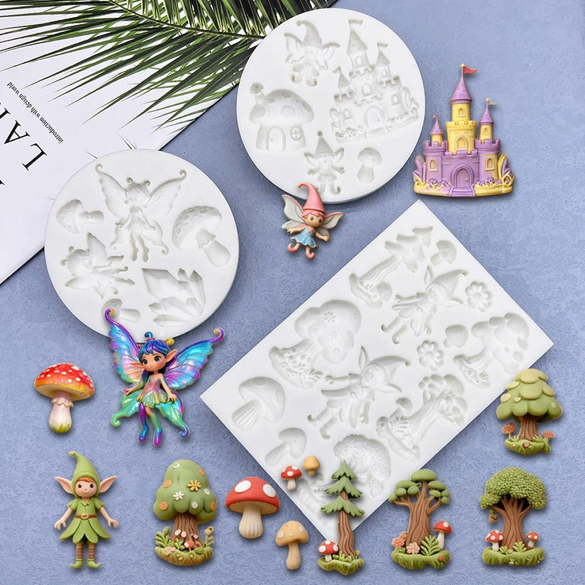 Mushroom Fairy Forest Castle Silicone Mold – Enchanting Sugarcraft Tool
