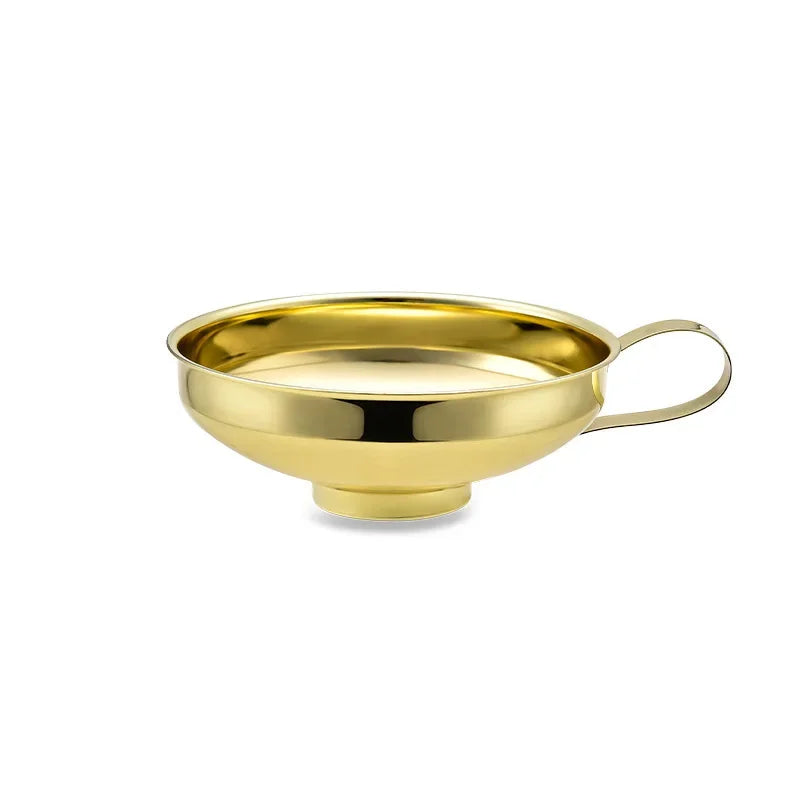 Food-Grade Stainless Steel Golden Wide-Mouth Funnel – Kitchen Filling Tool
