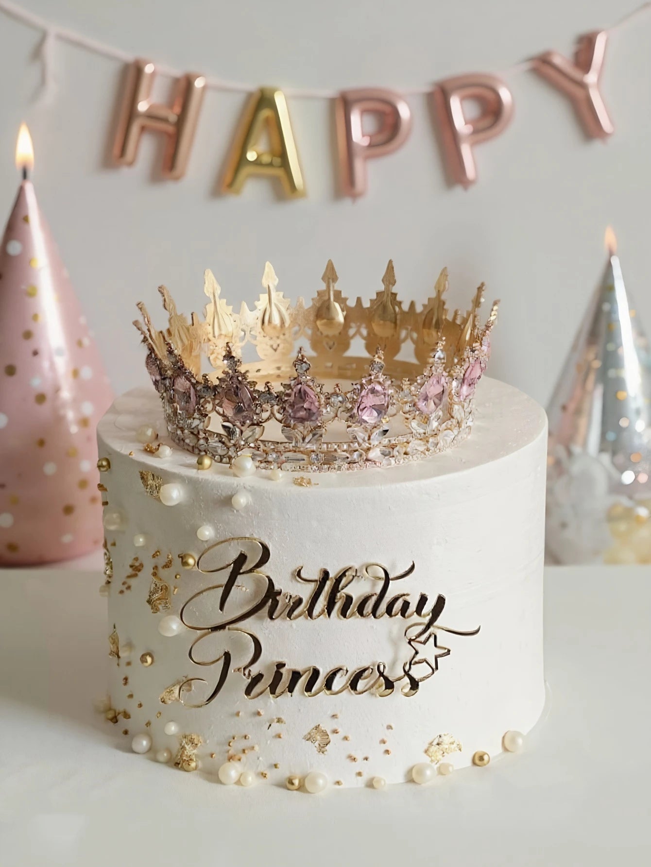 3pcs “Birthday Princess” PMMA Cake Topper – Elegant Letter Decoration
