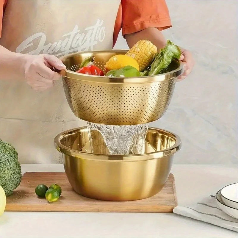 2-Piece Stainless Steel Strainer &amp; Steamer Set – Heavy-Duty Kitchen Duo