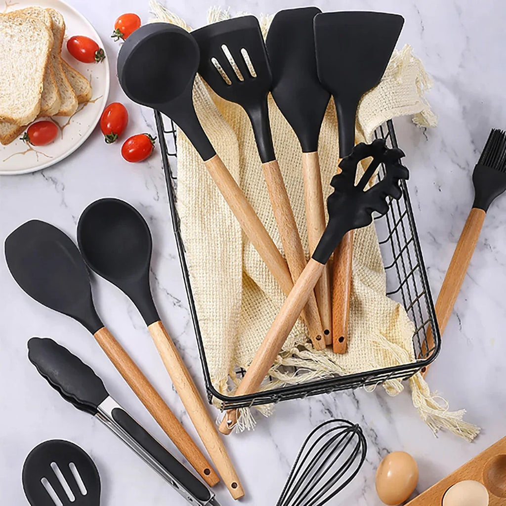 12Pcs / 5Pcs Silicone Kitchen Utensils Set – Non-Stick Cookware Tools