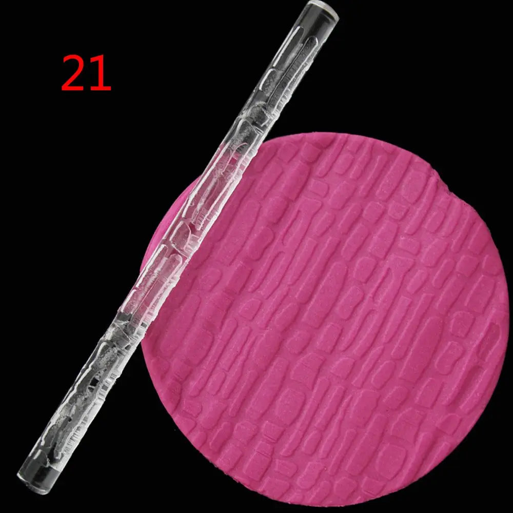 21-Style Embossing Acrylic Rolling Pin – Professional Textured Baking Tool