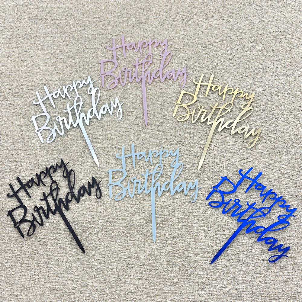 Elegant Rose Gold "Happy Birthday" Cake Topper | Premium Acrylic Decor