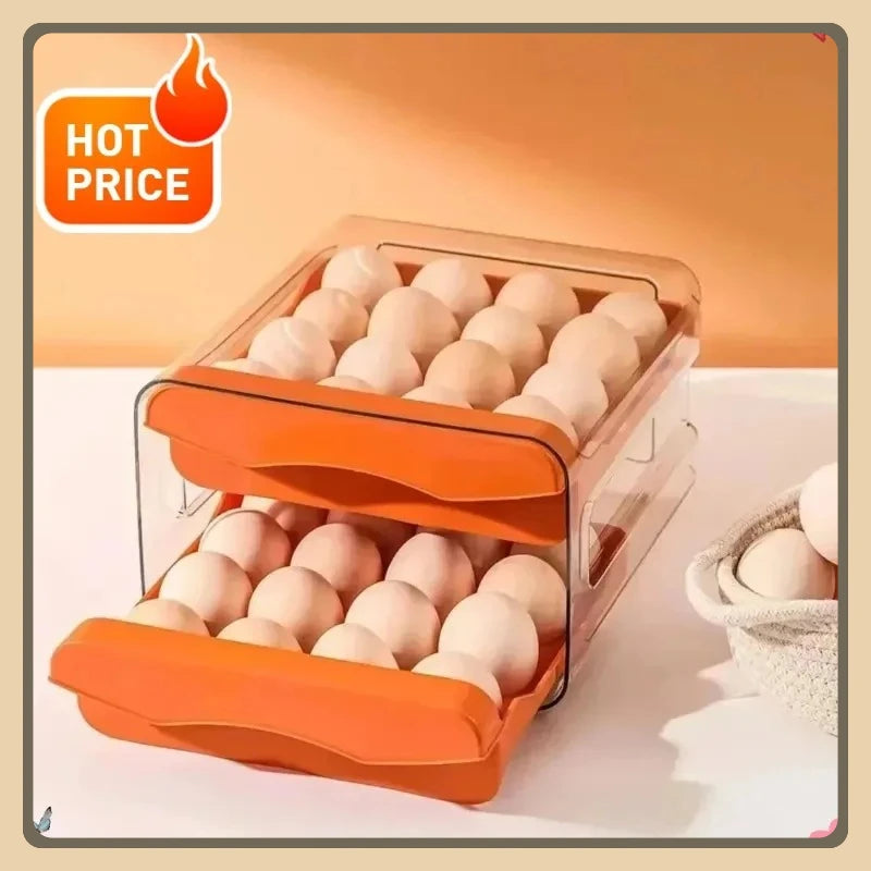 Double-Layer Automatic Rotating Egg Storage Box – Refrigerator Organizer