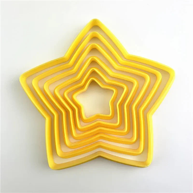6Pcs/Set 3D DIY Pentagram & Christmas Tree Cookie Cutter Set