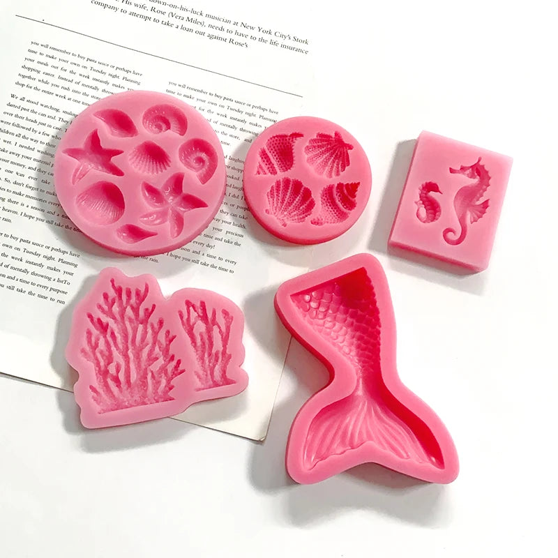 Sea shell conch Mermaid tail fondant silicone mold