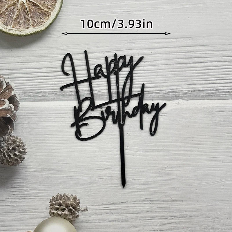 Elegant Rose Gold "Happy Birthday" Cake Topper | Premium Acrylic Decor