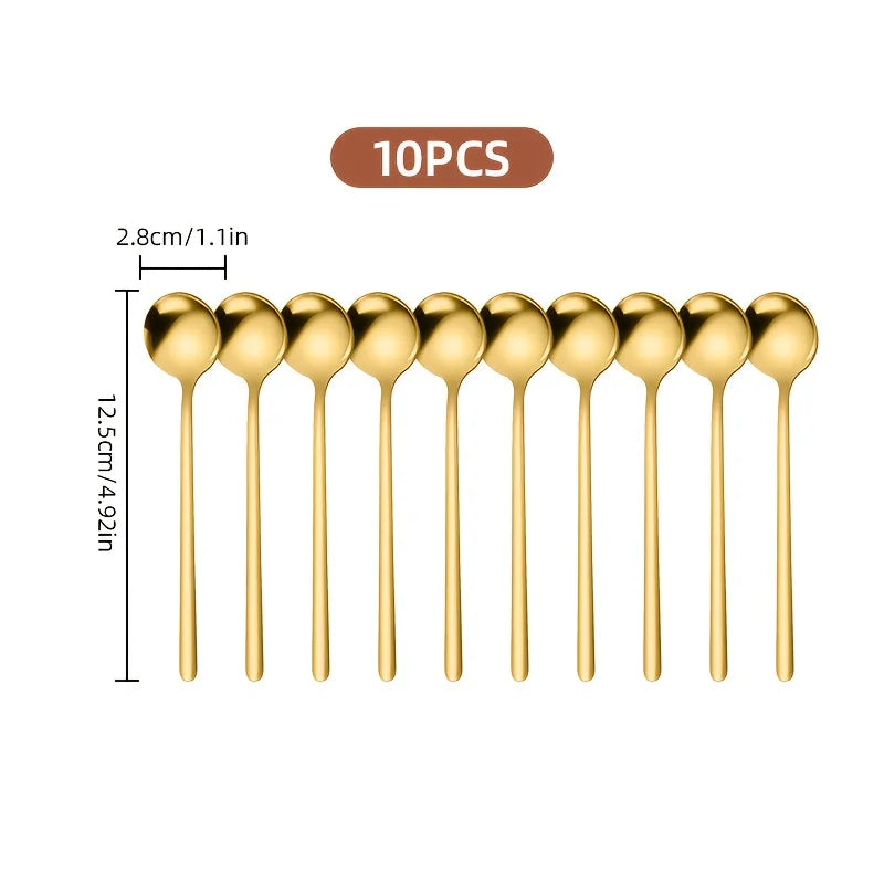 Elegant Stainless Steel Coffee &amp; Dessert Spoon Set | 10pcs