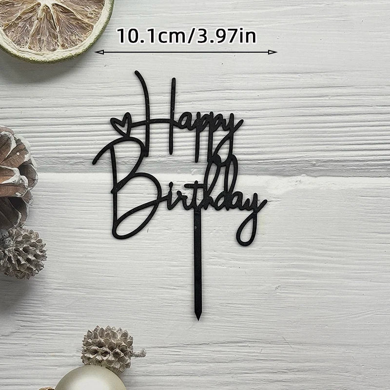 Elegant Rose Gold "Happy Birthday" Cake Topper | Premium Acrylic Decor