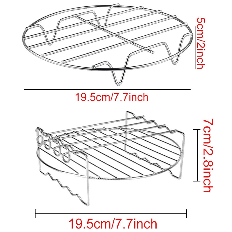 Air Fryer Baking Rack – Metal Grill Accessory (Square / Round / Rectangle)