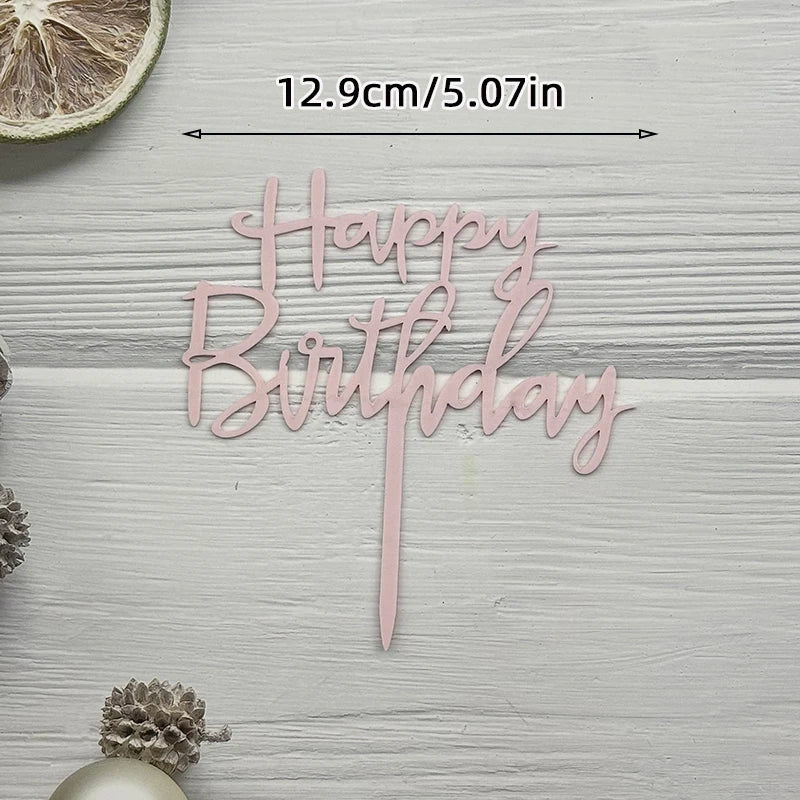 Elegant Rose Gold "Happy Birthday" Cake Topper | Premium Acrylic Decor