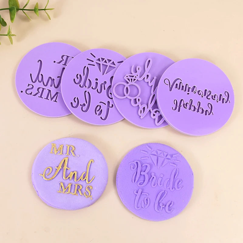 "Bride To Be" & "Mr & Mrs" Wedding Cookie Stamp Set – Elegant Bridal Decor