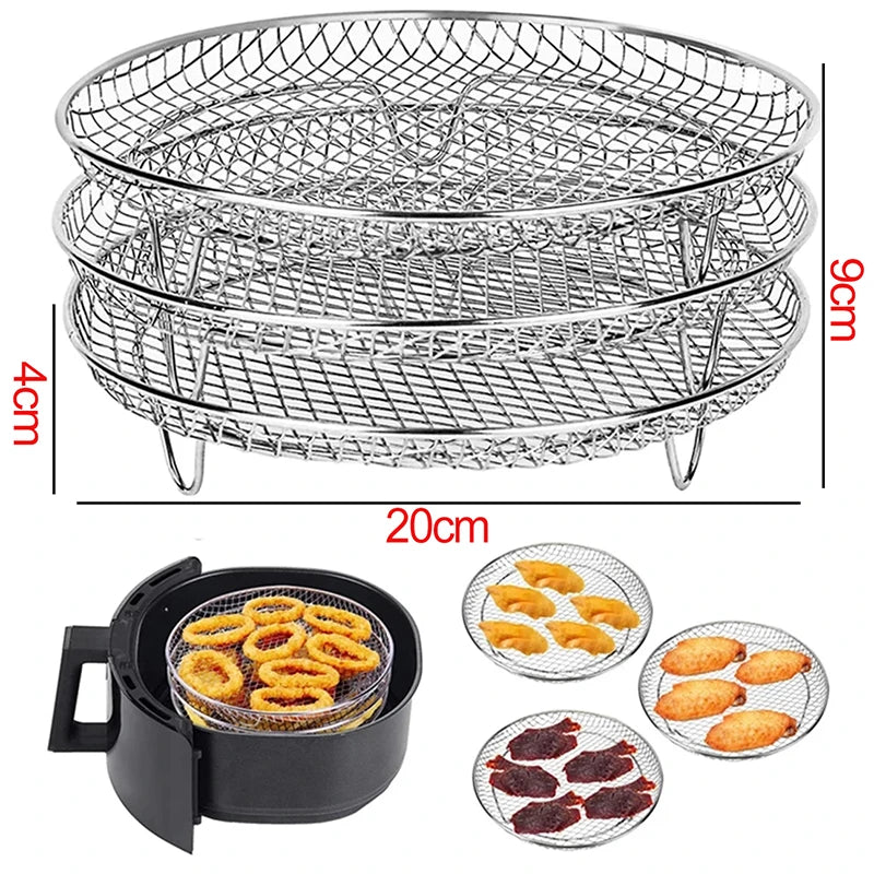 Air Fryer Baking Rack – Metal Grill Accessory (Square / Round / Rectangle)