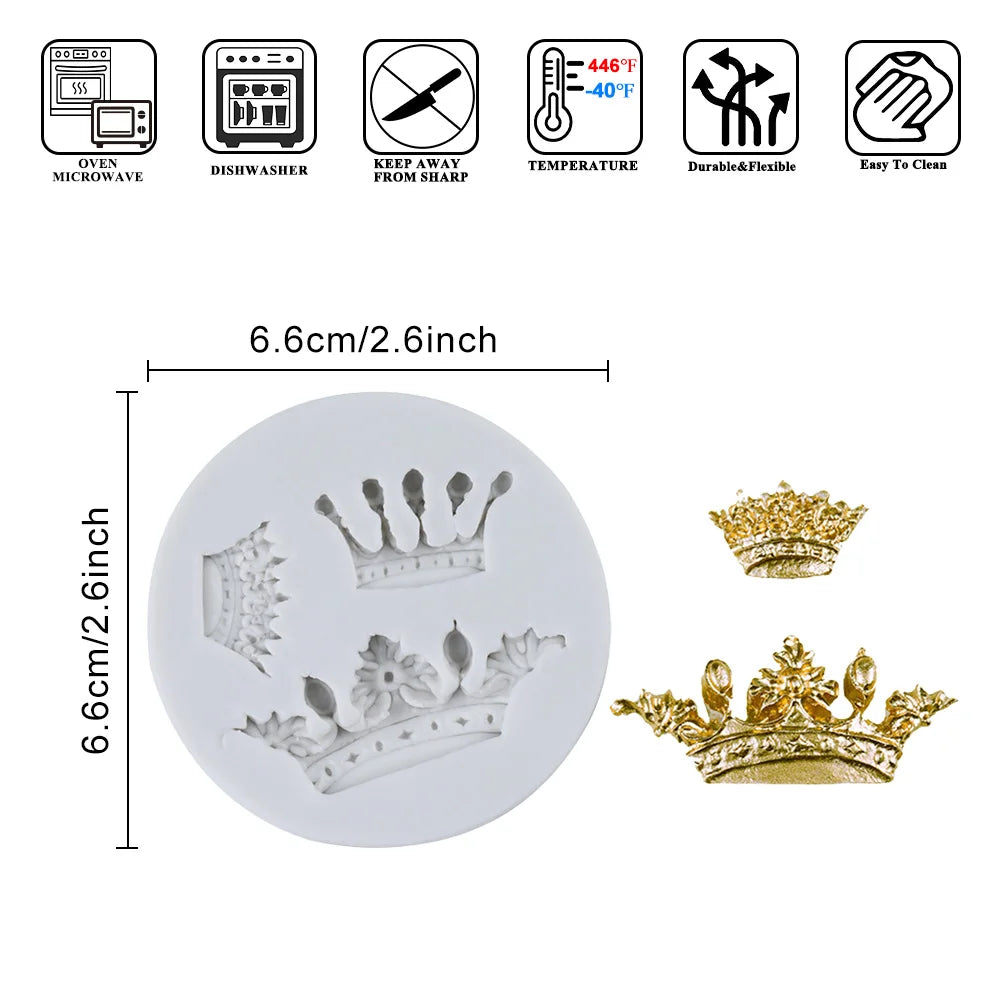 9-Pattern Crown Shape Silicone Fondant Mold