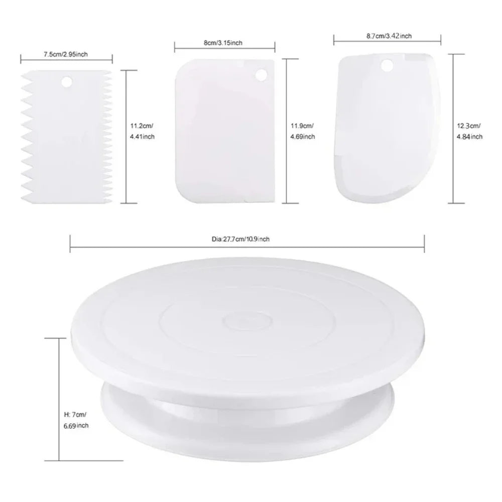 1/7pcs Cake Turntable Decorating Kit – Spatulas & Icing Smoothers Set