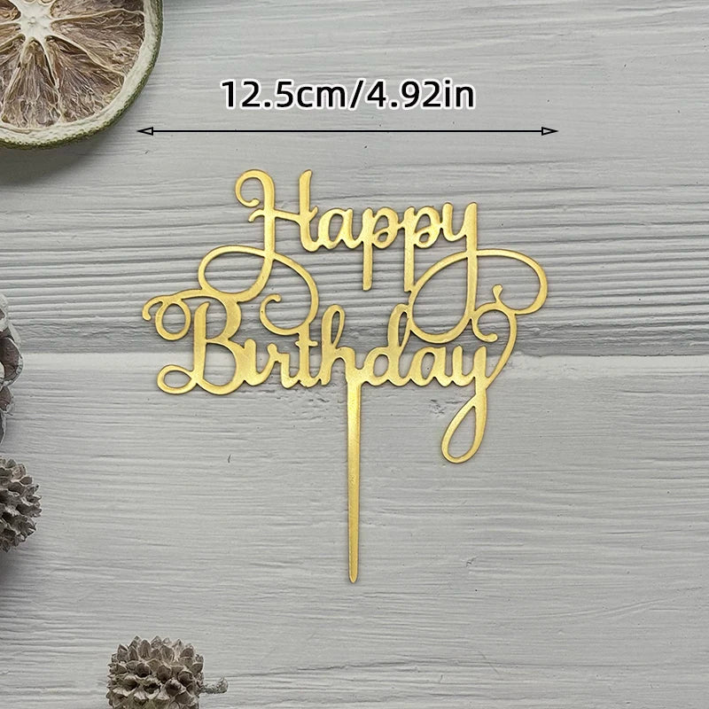 Elegant Rose Gold "Happy Birthday" Cake Topper | Premium Acrylic Decor