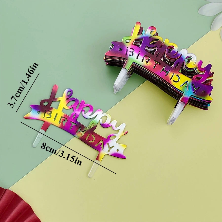 25PCS “Happy Birthday” Gold Cake Decorations – Party Cake Toppers