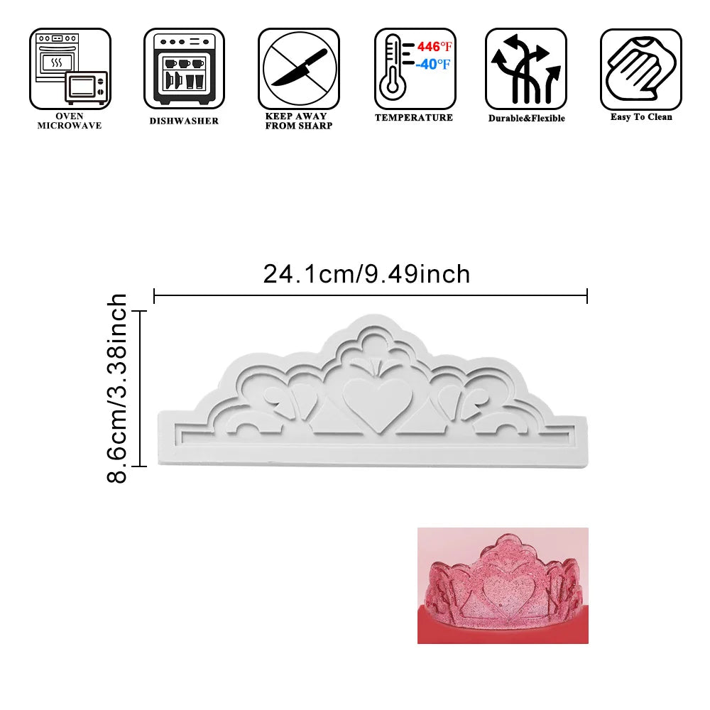 9-Pattern Crown Shape Silicone Fondant Mold