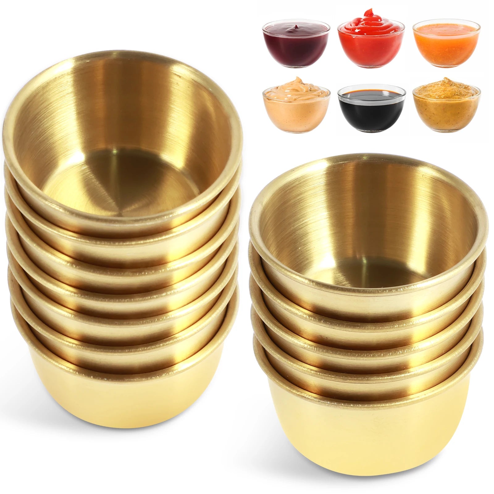 12/24Pcs Stainless Steel Small Sauce Cups – Round Dipping Bowls (45ml / 55ml)