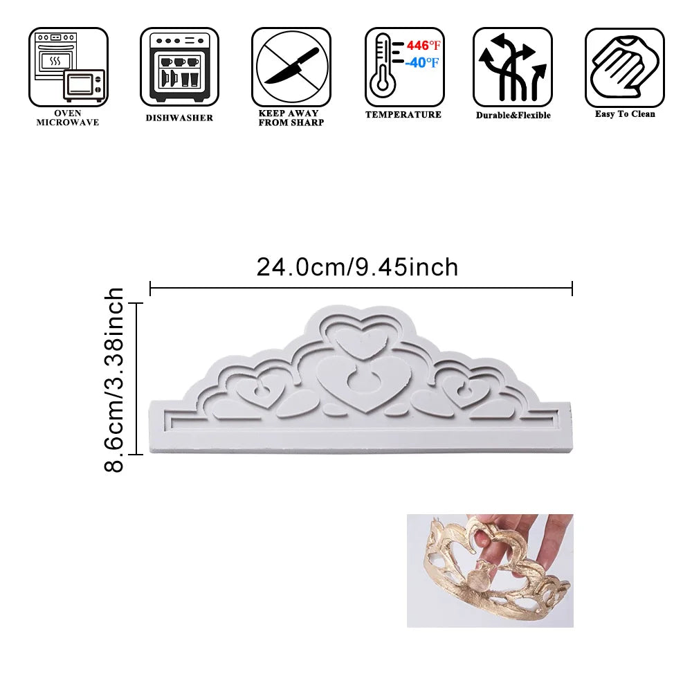9-Pattern Crown Shape Silicone Fondant Mold