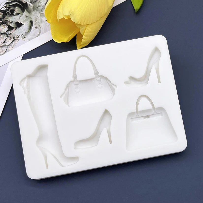 Silicone mold with heels and bag