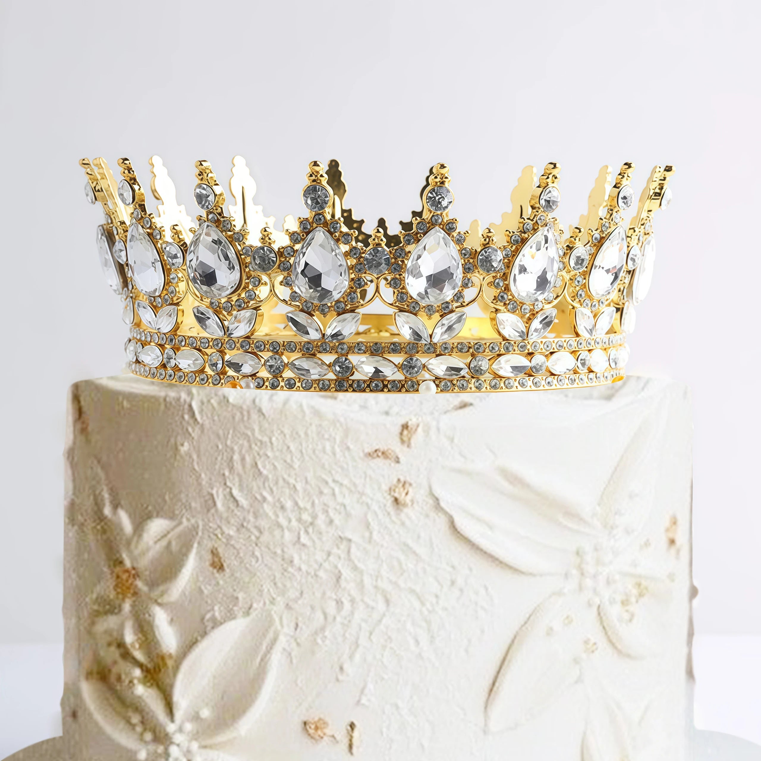 Royal Crown & Butterfly Cake Decor Set | Premium Gold, Pink & Silver Theme