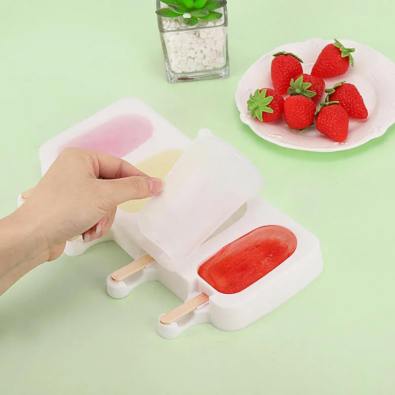 Popsicles Molds with 50pcs Wooden Popsicles Sticks Easy-Release Silicone Ice Pop Molds Making Ice Cream BPA Free Moulds