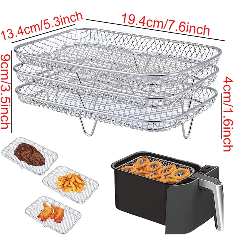Air Fryer Baking Rack – Metal Grill Accessory (Square / Round / Rectangle)