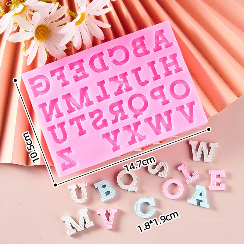 Alphabet &amp; Arabic Numerals Silicone Mold - Complete Decorating Kit