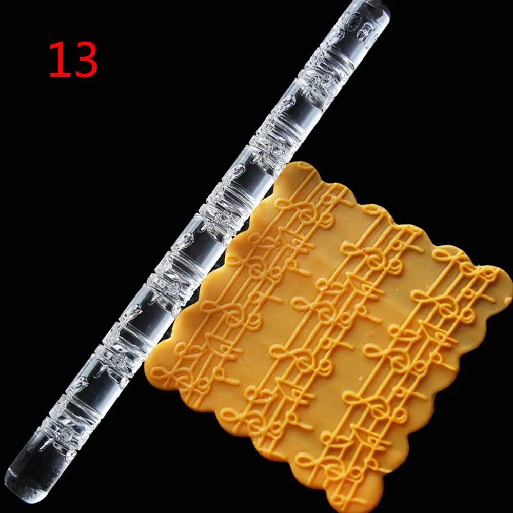 21-Style Embossing Acrylic Rolling Pin – Professional Textured Baking Tool