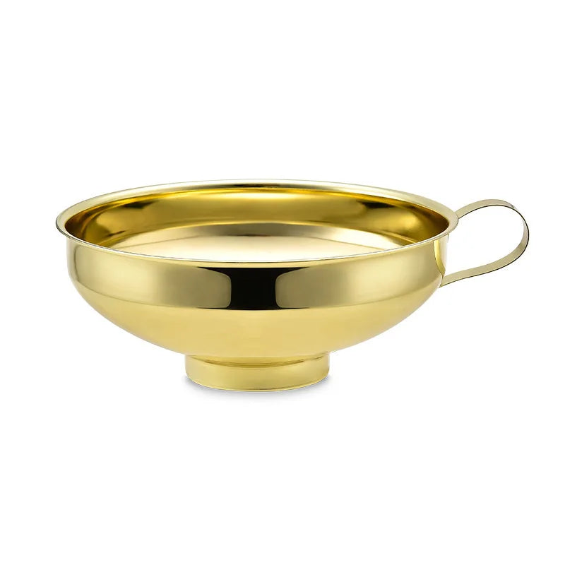 Food-Grade Stainless Steel Golden Wide-Mouth Funnel – Kitchen Filling Tool