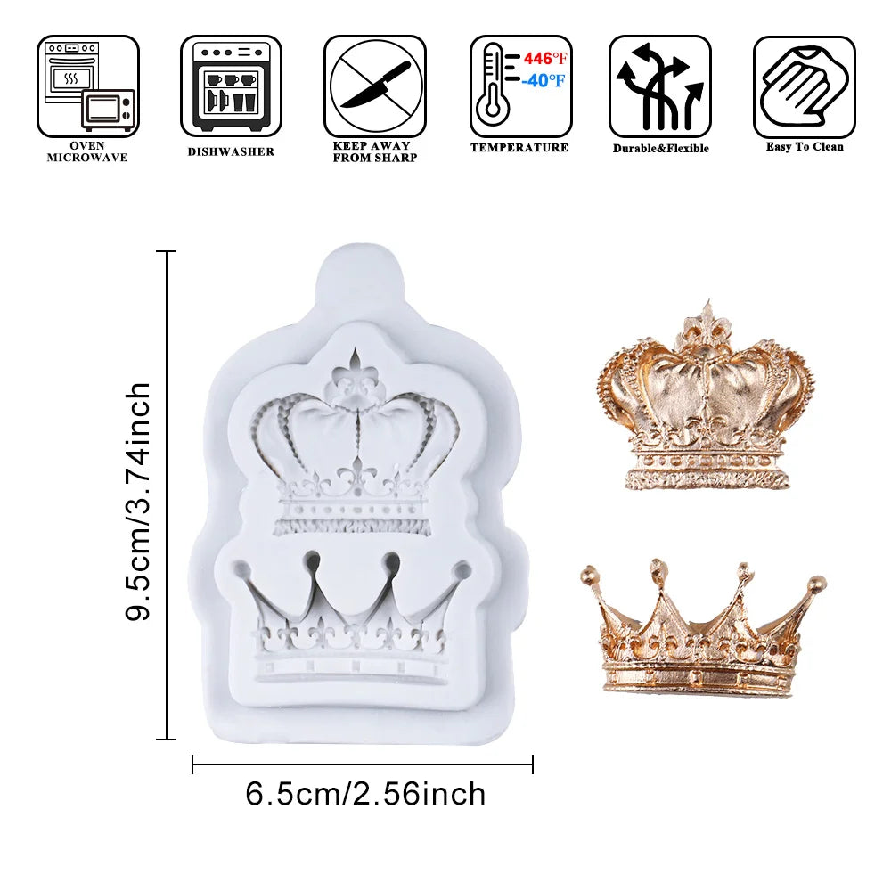 9-Pattern Crown Shape Silicone Fondant Mold