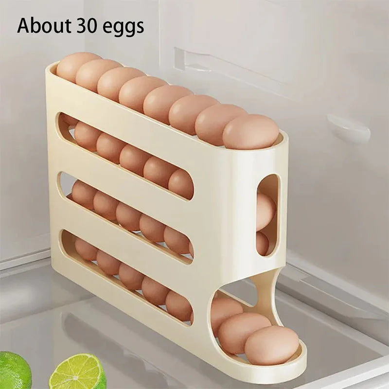 Automatic Roll-Out Egg Storage Box – 30-Egg Refrigerator Organizer