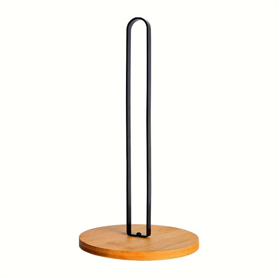 Nordic Style Bamboo Base Paper Towel Holder – Elegant Vertical Storage