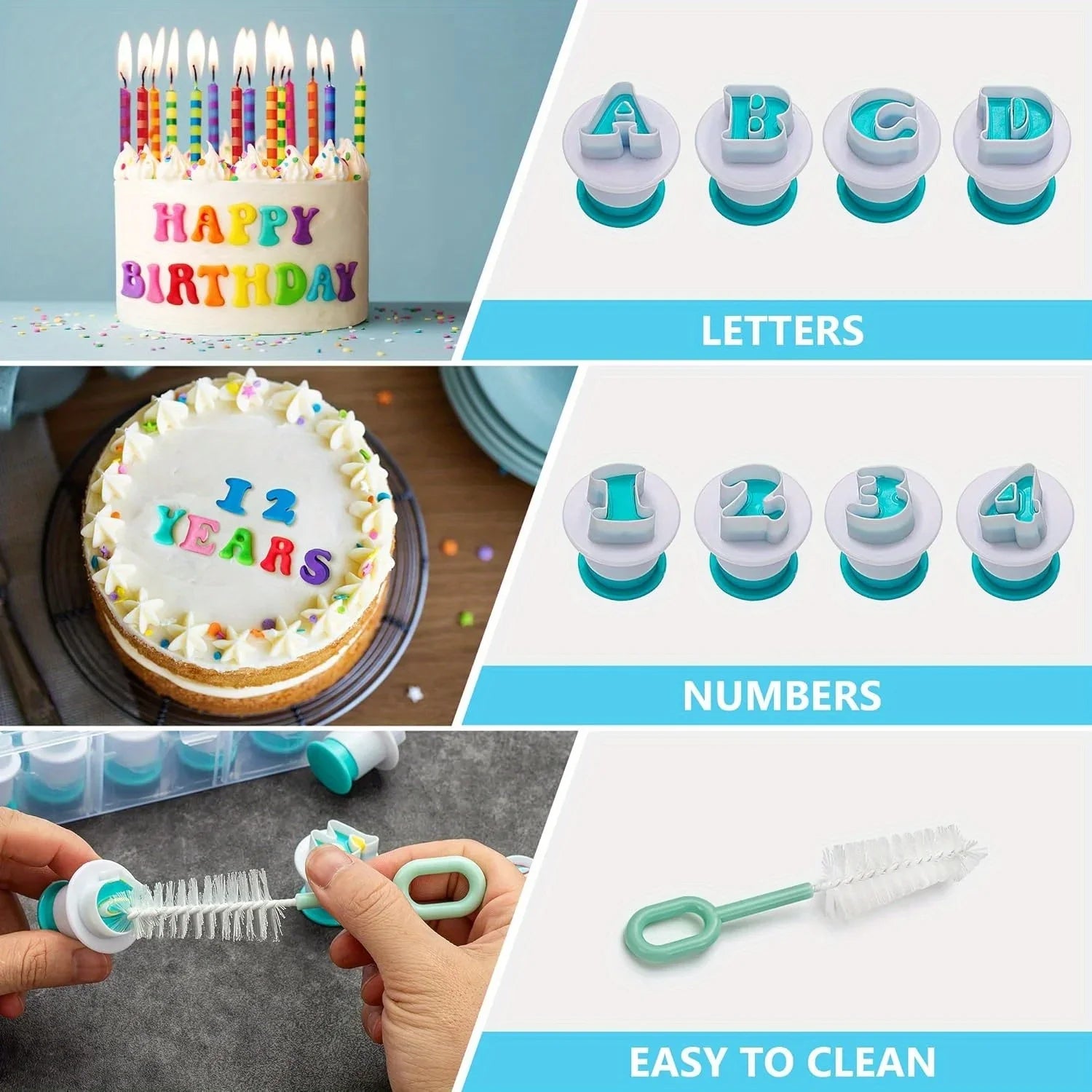 Alphabet & Number Cookie Cutter Set – Personalized Baking & Sticker Kit