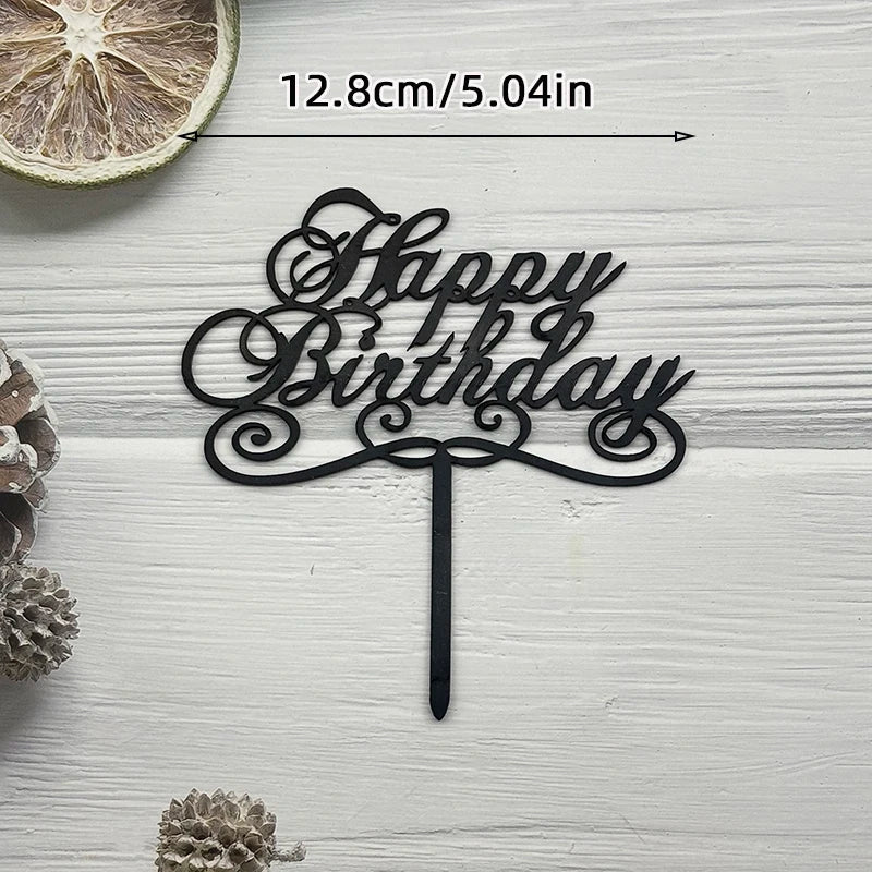 Elegant Rose Gold "Happy Birthday" Cake Topper | Premium Acrylic Decor