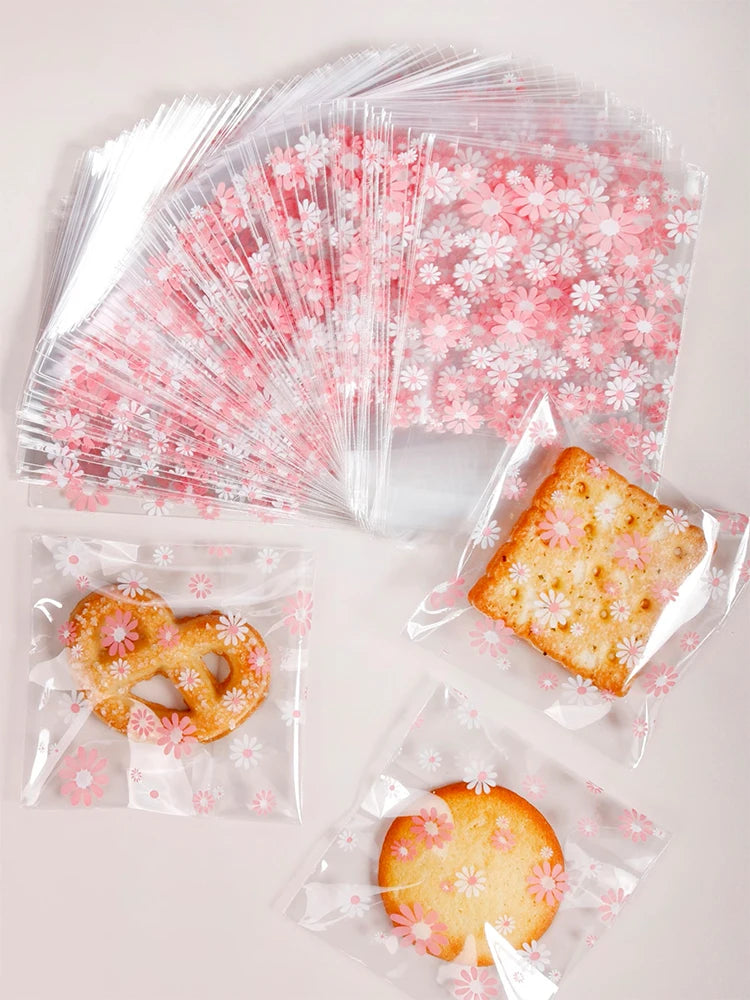 Flower Self-Adhesive Plastic Packing Bags – Gift & Treat Packaging, 100pcs