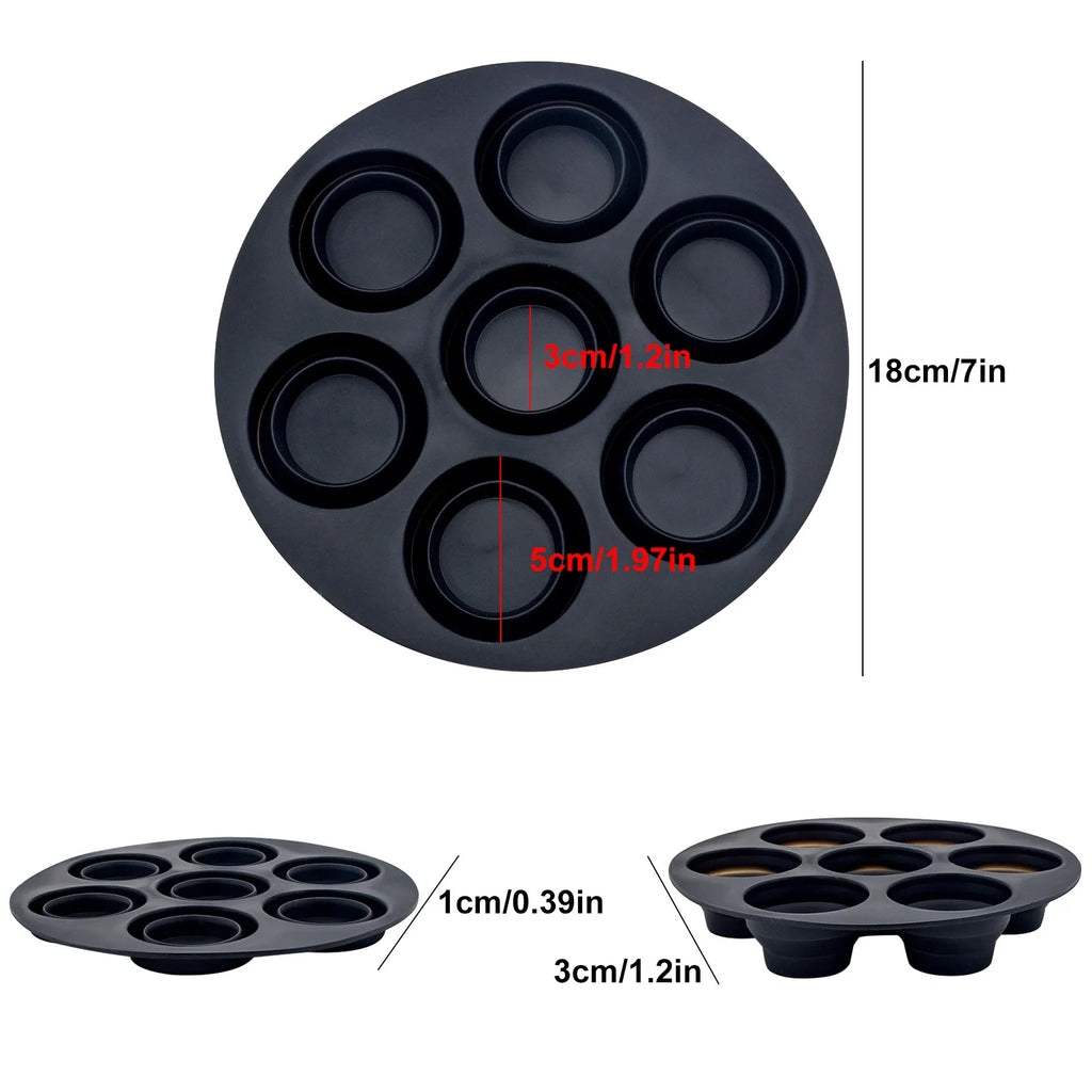 Seven-Hole Foldable Cake Mold – Air Fryer Silicone Baking Mold