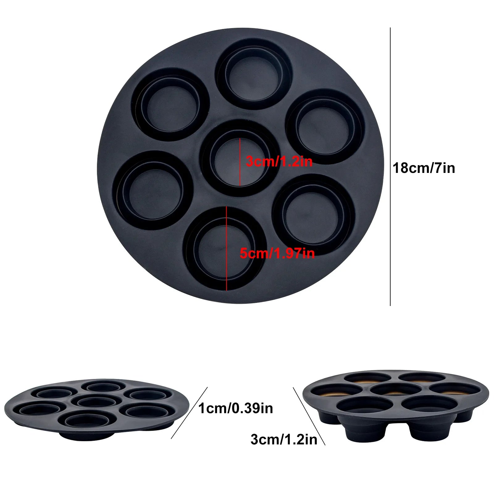 Seven-Hole Foldable Cake Mold – Air Fryer Silicone Baking Mold