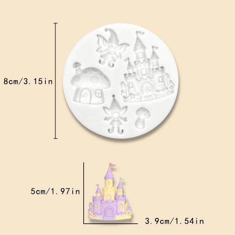 Mushroom Fairy Forest Castle Silicone Mold – Enchanting Sugarcraft Tool
