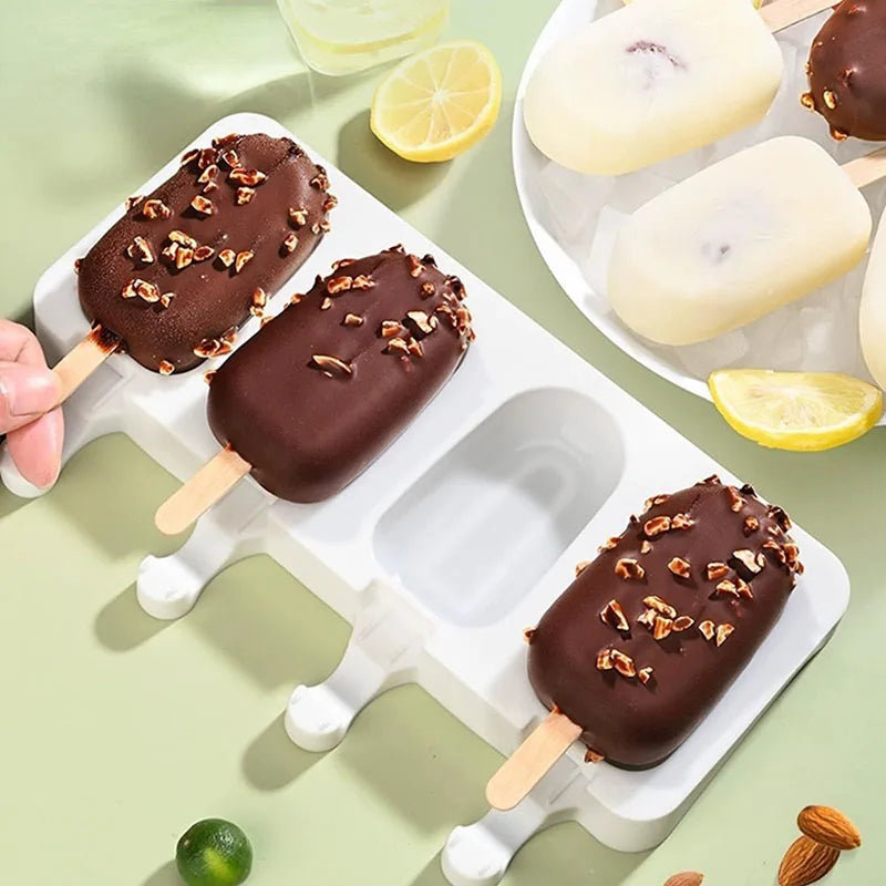 Popsicles Molds with 50pcs Wooden Popsicles Sticks Easy-Release Silicone Ice Pop Molds Making Ice Cream BPA Free Moulds