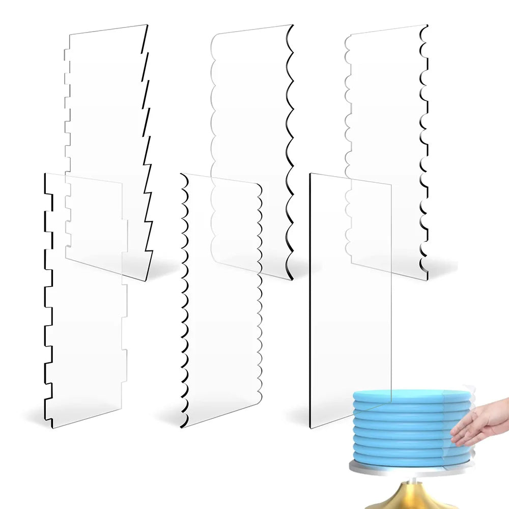 2-Piece Acrylic Cake Scraper Set: Contour Stripe & Smoother Comb