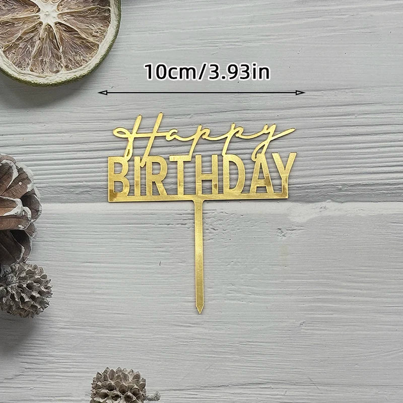 Elegant Rose Gold "Happy Birthday" Cake Topper | Premium Acrylic Decor