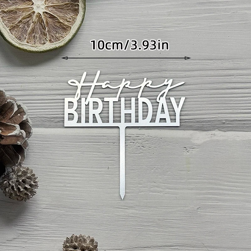 Elegant Rose Gold "Happy Birthday" Cake Topper | Premium Acrylic Decor